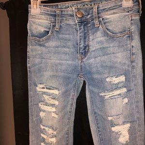 American Eagle super stretched ripped jeans
